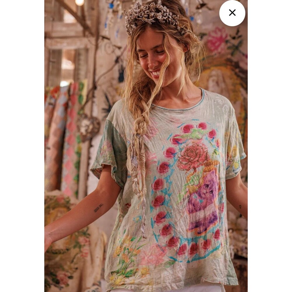 Magnolia Pearl Clementine and Roses Tee dove NWT